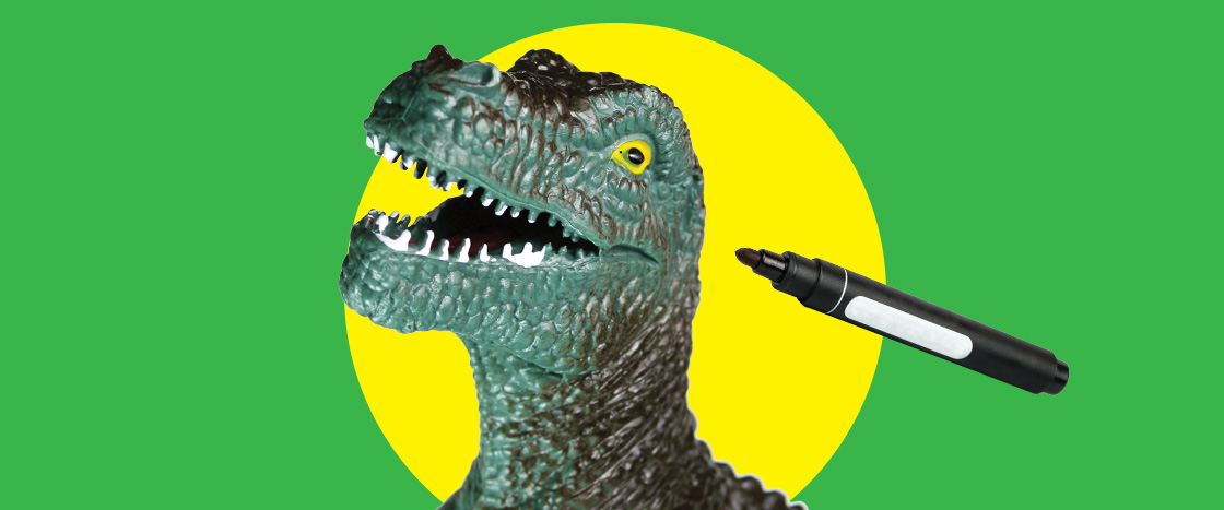 Illustration of a very detailed dinosaur drawing